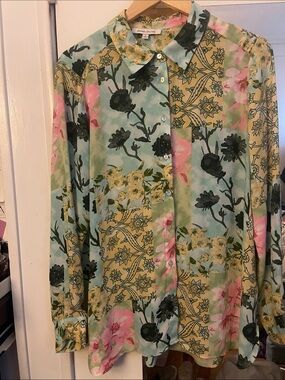 Robe & Olive Floral Patchwork Button-Up Shirt - Pastel Multi NwOTags